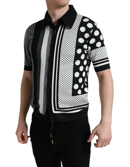 Dolce & Gabbana Black White Jumper Cardigan Polo Sweater Dolce & Gabbana
