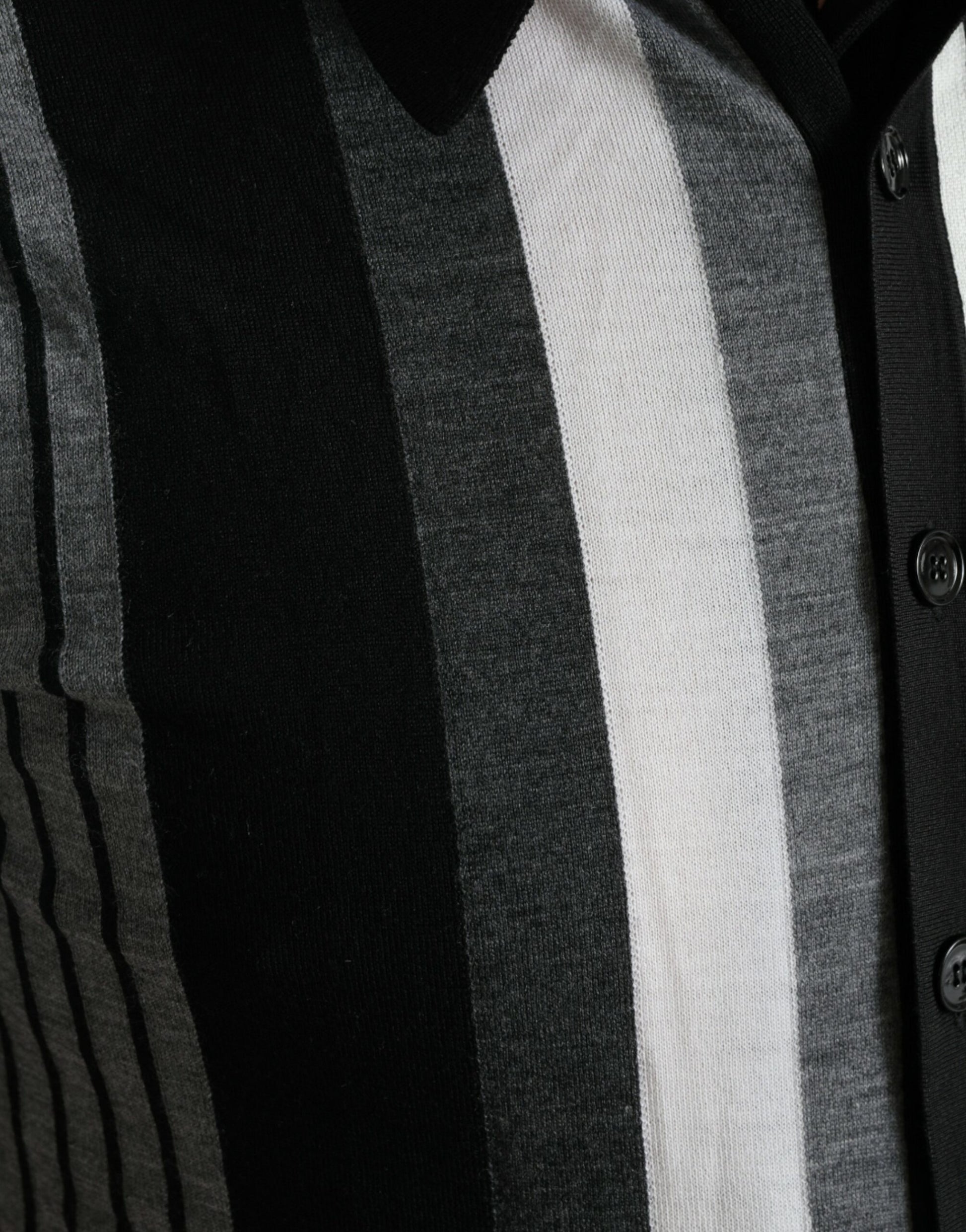 Dolce & Gabbana Black White Jumper Cardigan Polo Sweater Dolce & Gabbana