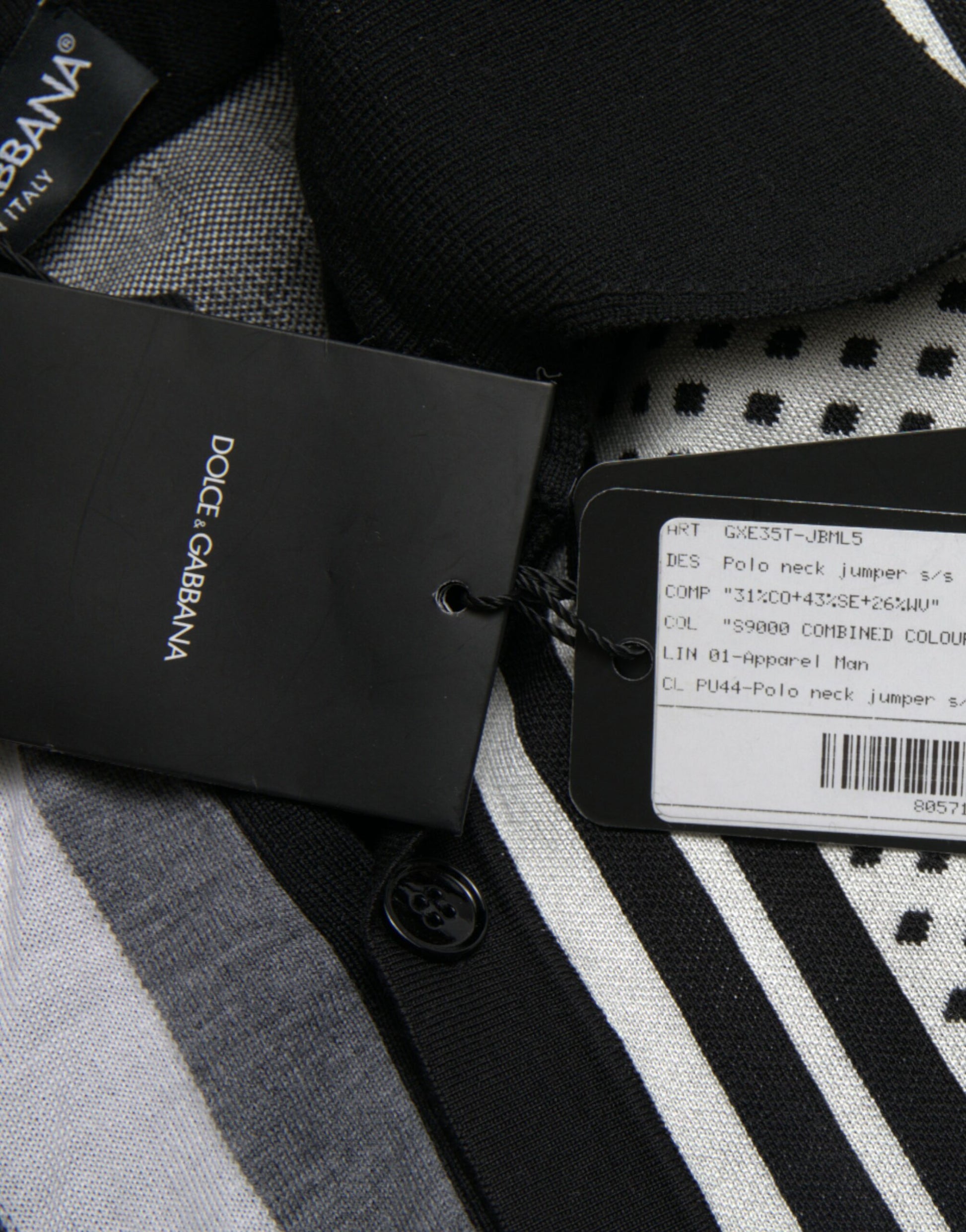 Dolce & Gabbana Black White Jumper Cardigan Polo Sweater Dolce & Gabbana