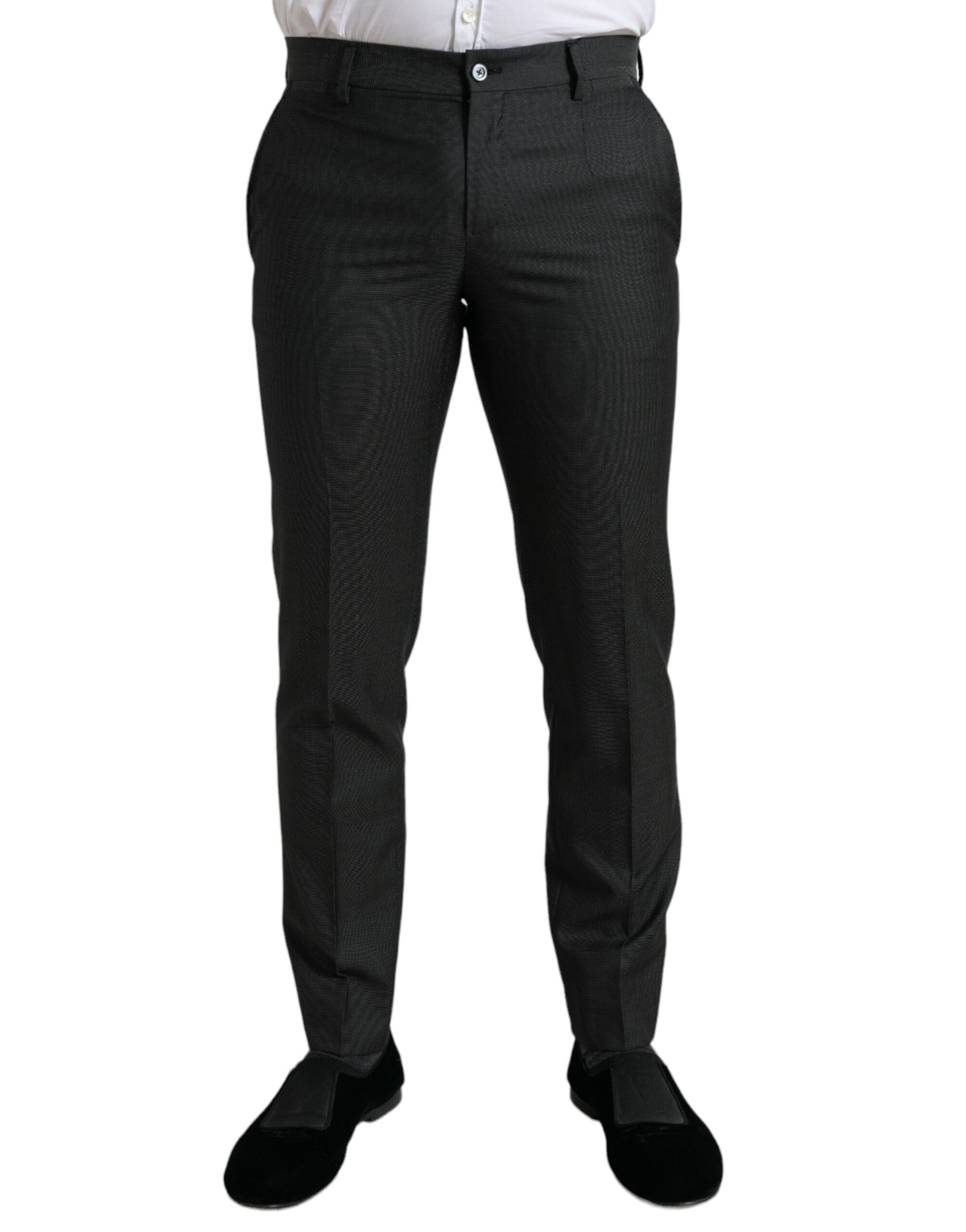 Dolce & Gabbana Dark Gray Stretch Slim Formal Pants Dolce & Gabbana