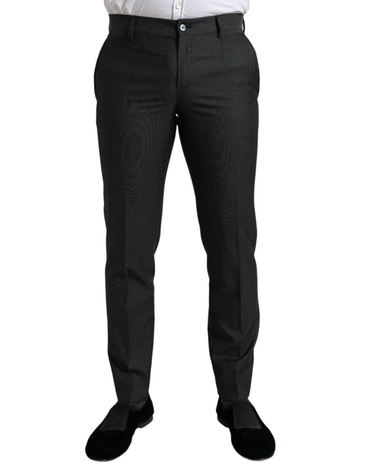 Dolce & Gabbana Dark Gray Stretch Slim Formal Pants Dolce & Gabbana