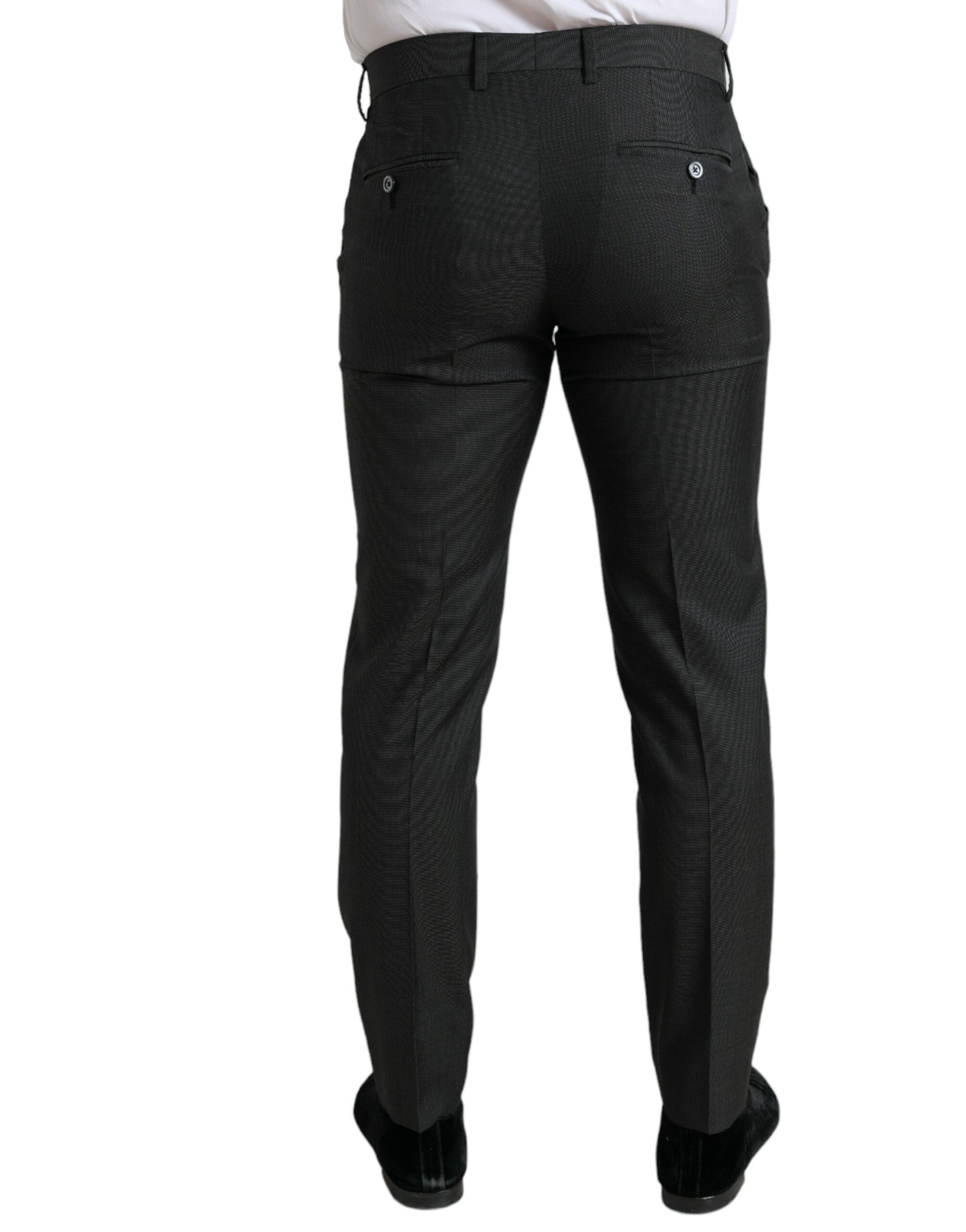 Dolce & Gabbana Dark Gray Stretch Slim Formal Pants Dolce & Gabbana