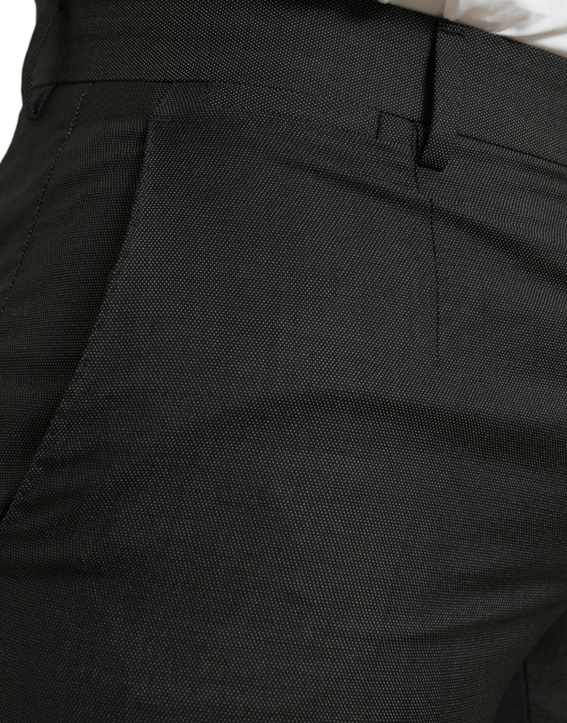 Dolce & Gabbana Dark Gray Stretch Slim Formal Pants Dolce & Gabbana