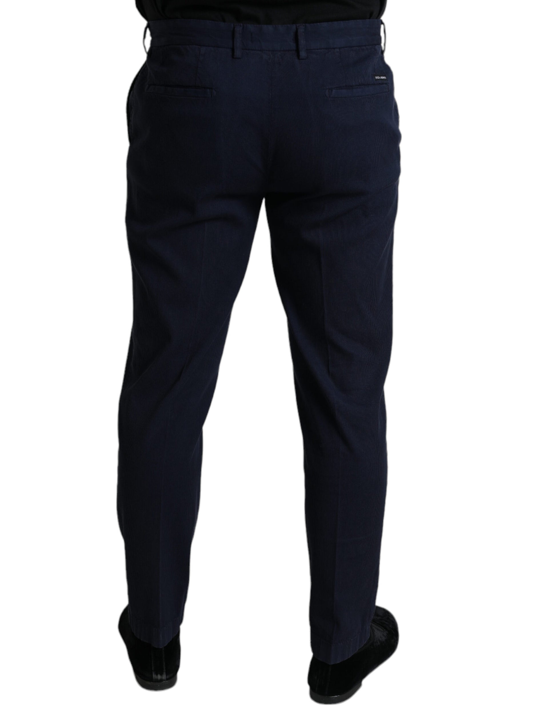 Dolce & Gabbana Dark Blue Cotton Stretch Slim Fit Dress Pants Dolce & Gabbana