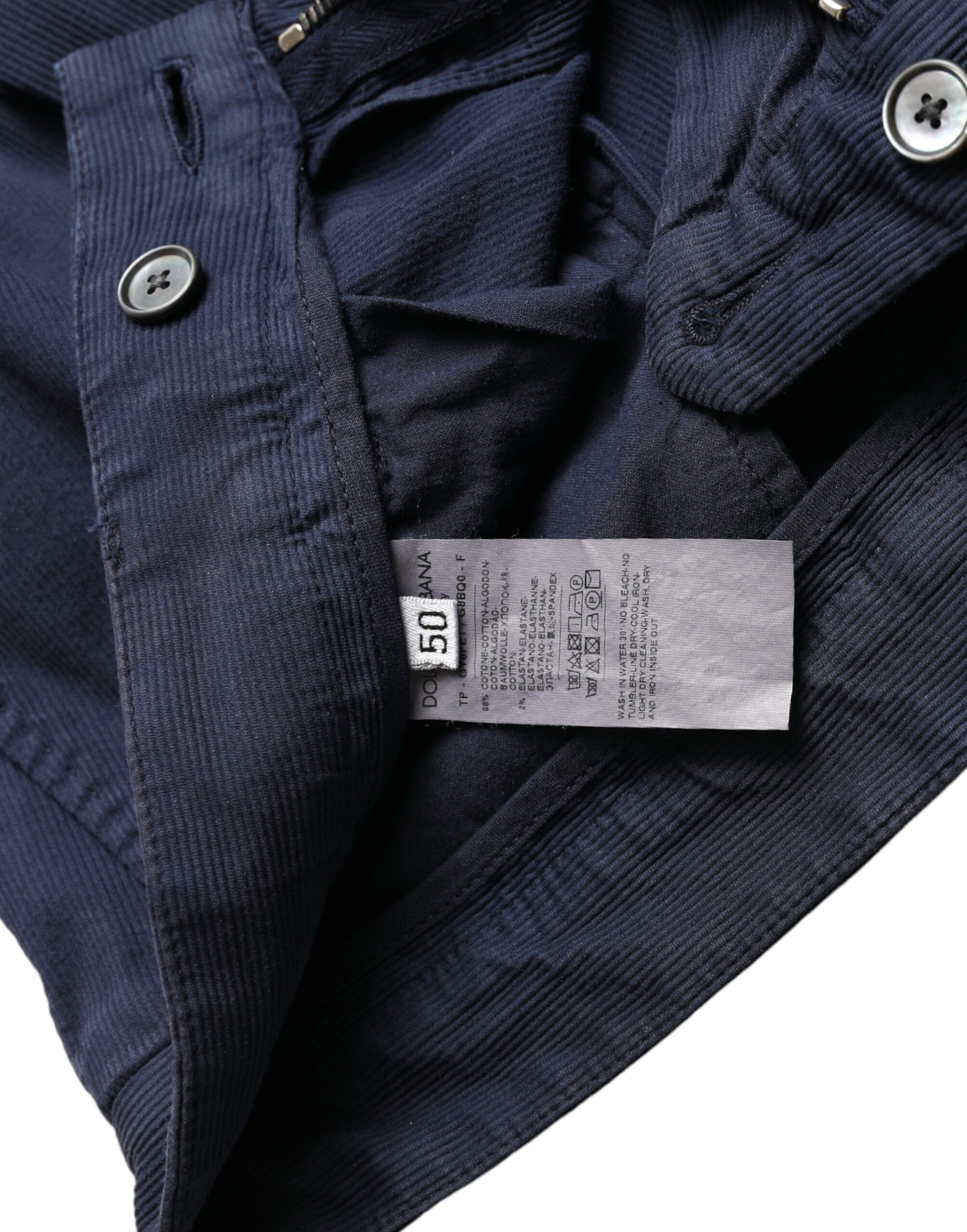 Dolce & Gabbana Dark Blue Cotton Stretch Slim Fit Dress Pants Dolce & Gabbana
