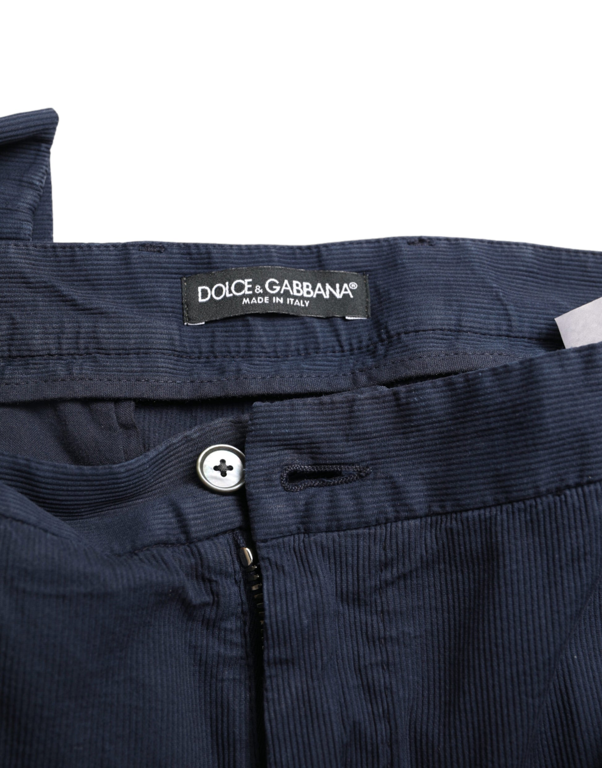 Dolce & Gabbana Dark Blue Cotton Stretch Slim Fit Dress Pants Dolce & Gabbana