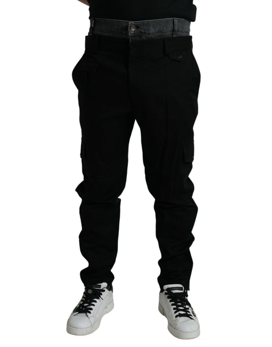 Dolce & Gabbana Black Gray slim Cotton Denim Jeans Dolce & Gabbana