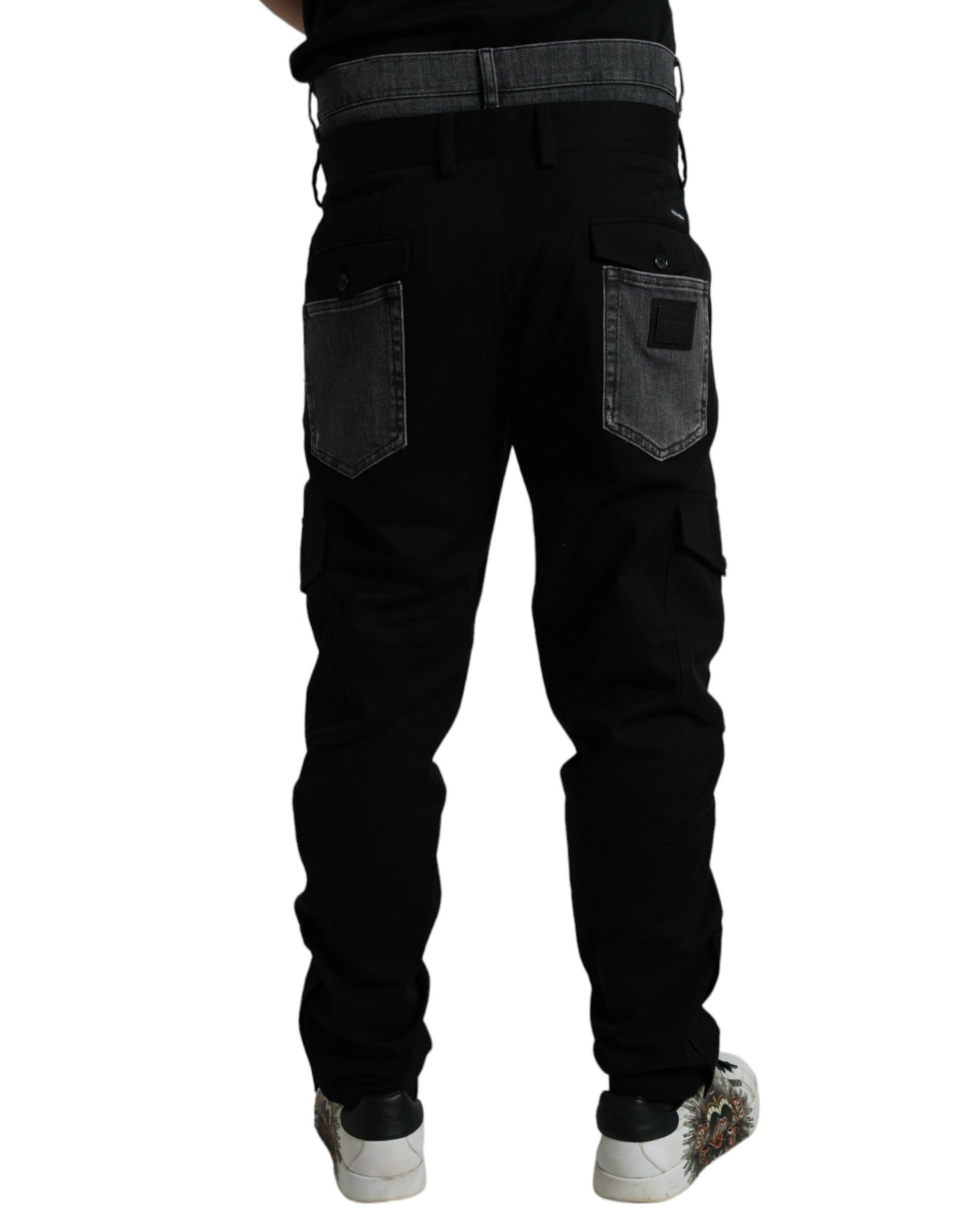 Dolce & Gabbana Black Gray slim Cotton Denim Jeans Dolce & Gabbana
