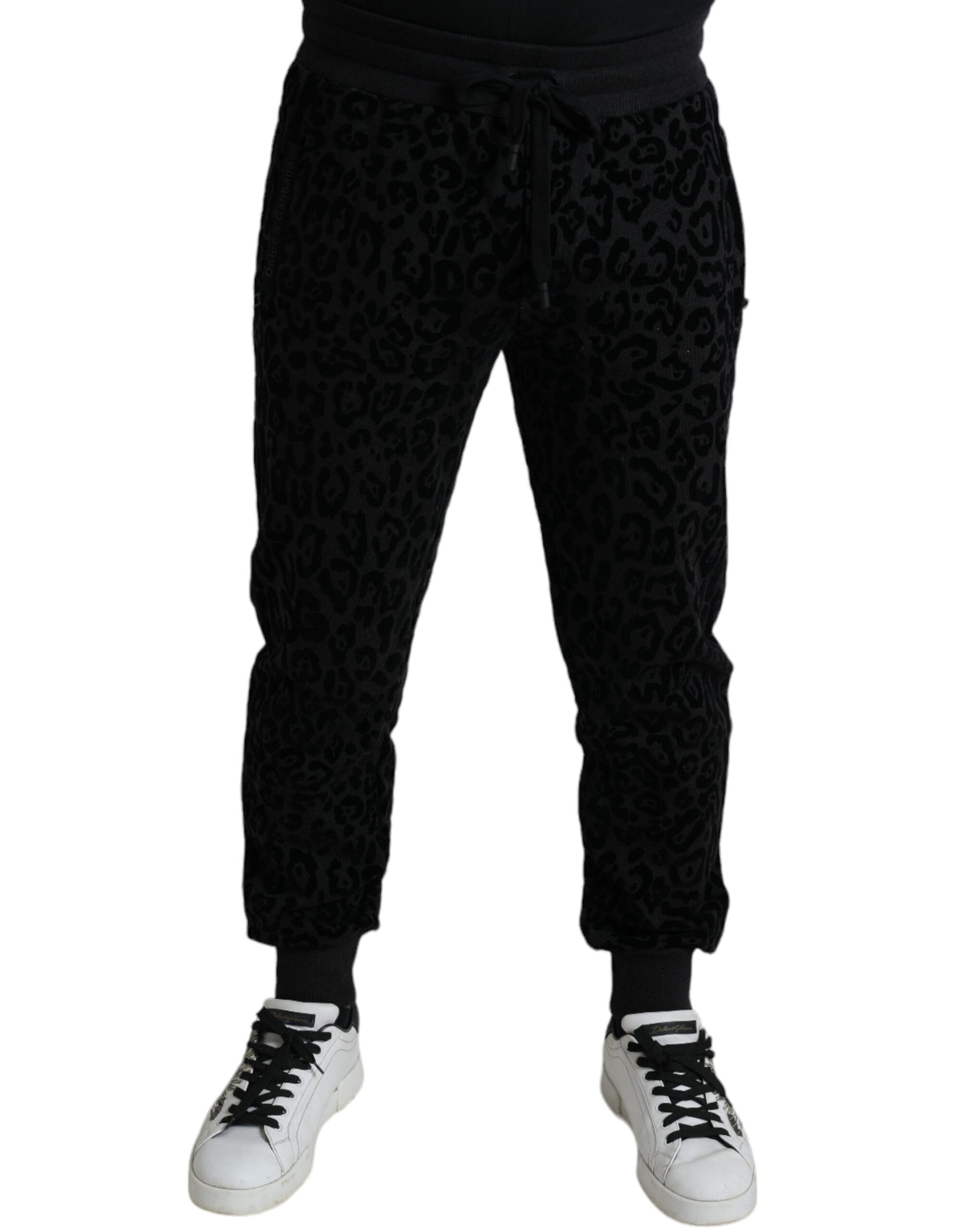 Dolce & Gabbana Black Leopard Cotton Slim Fit Jogger Pants Dolce & Gabbana