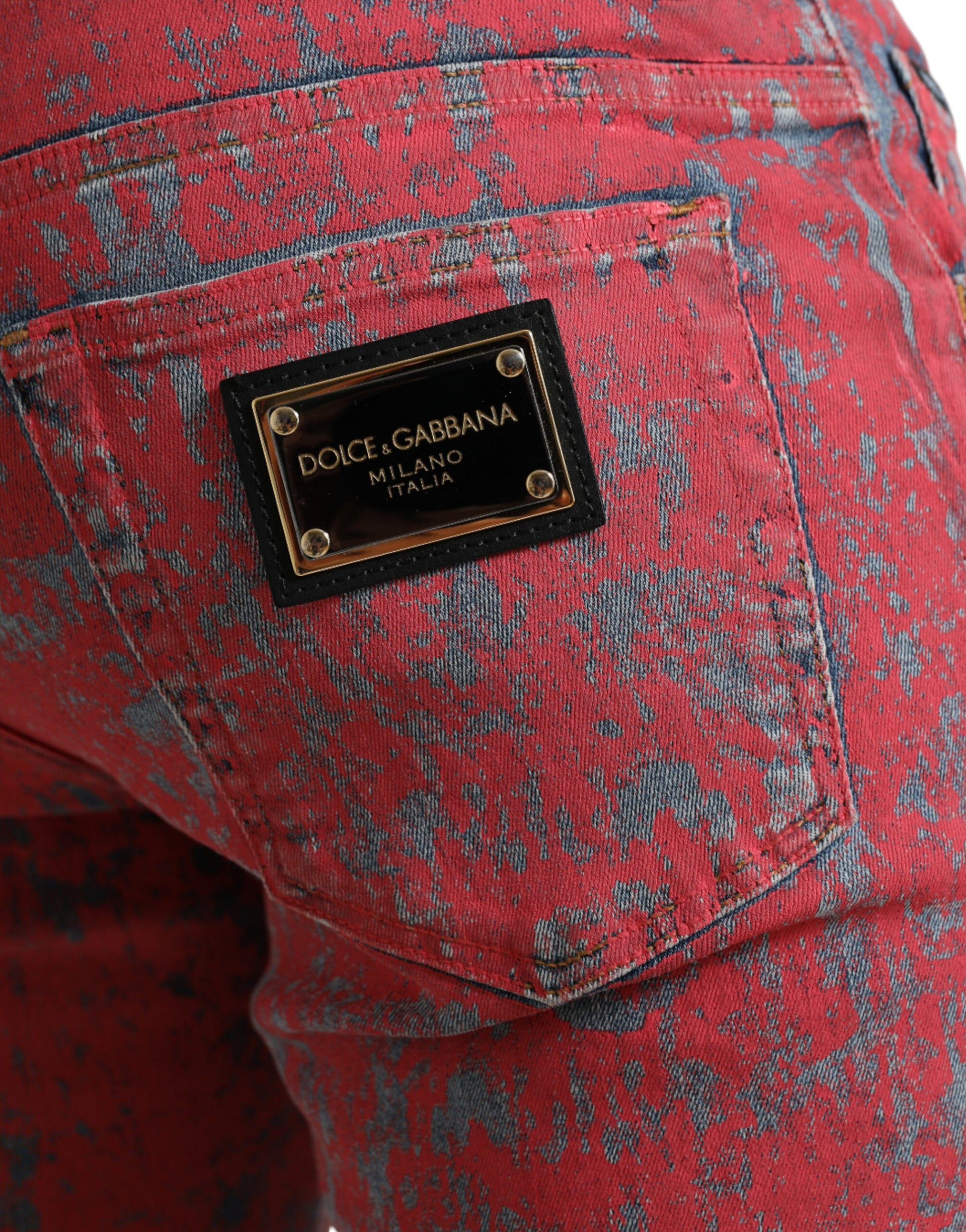 Dolce & Gabbana Red Cotton Dye Slim Fit Men Denim Jeans Dolce & Gabbana