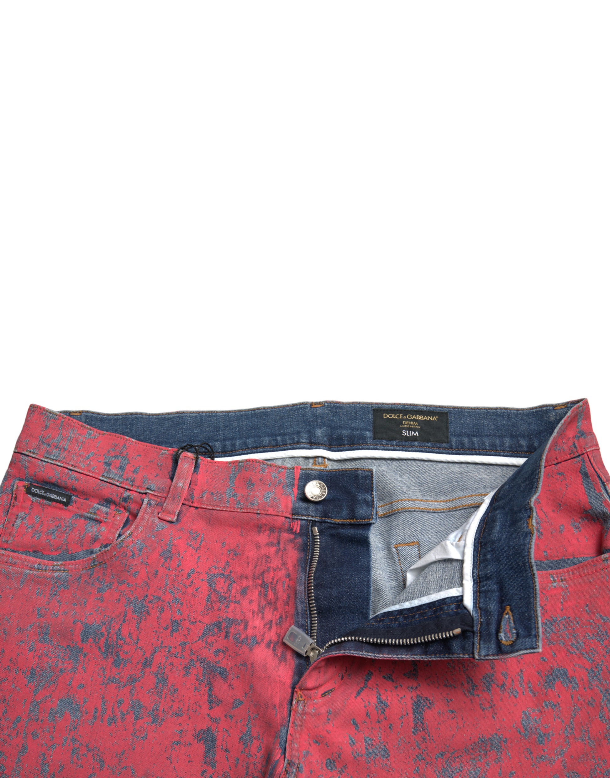 Dolce & Gabbana Red Cotton Dye Slim Fit Men Denim Jeans Dolce & Gabbana
