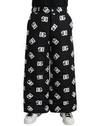 Dolce & Gabbana Black Logo DG Print Wide Leg Pants Dolce & Gabbana