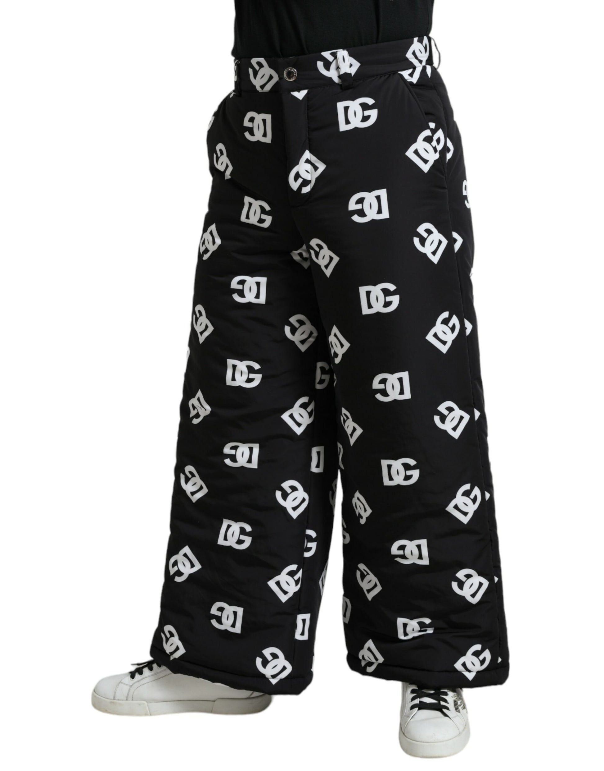 Dolce & Gabbana Black Logo DG Print Wide Leg Pants Dolce & Gabbana