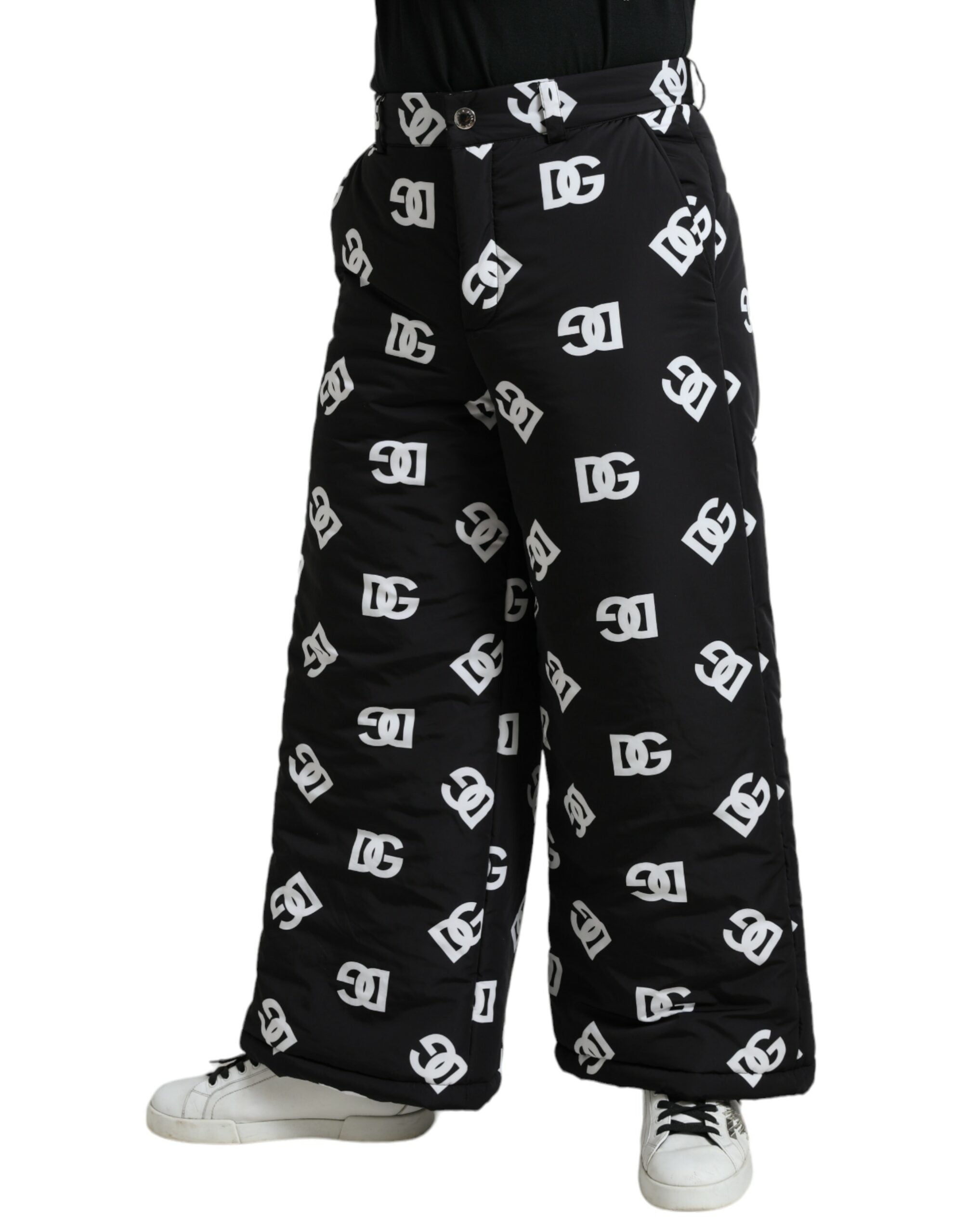 Dolce & Gabbana Black Logo DG Print Wide Leg Pants Dolce & Gabbana