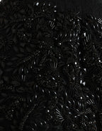 Dolce & Gabbana Black Crystal Handmade Knee Pencil Skirt