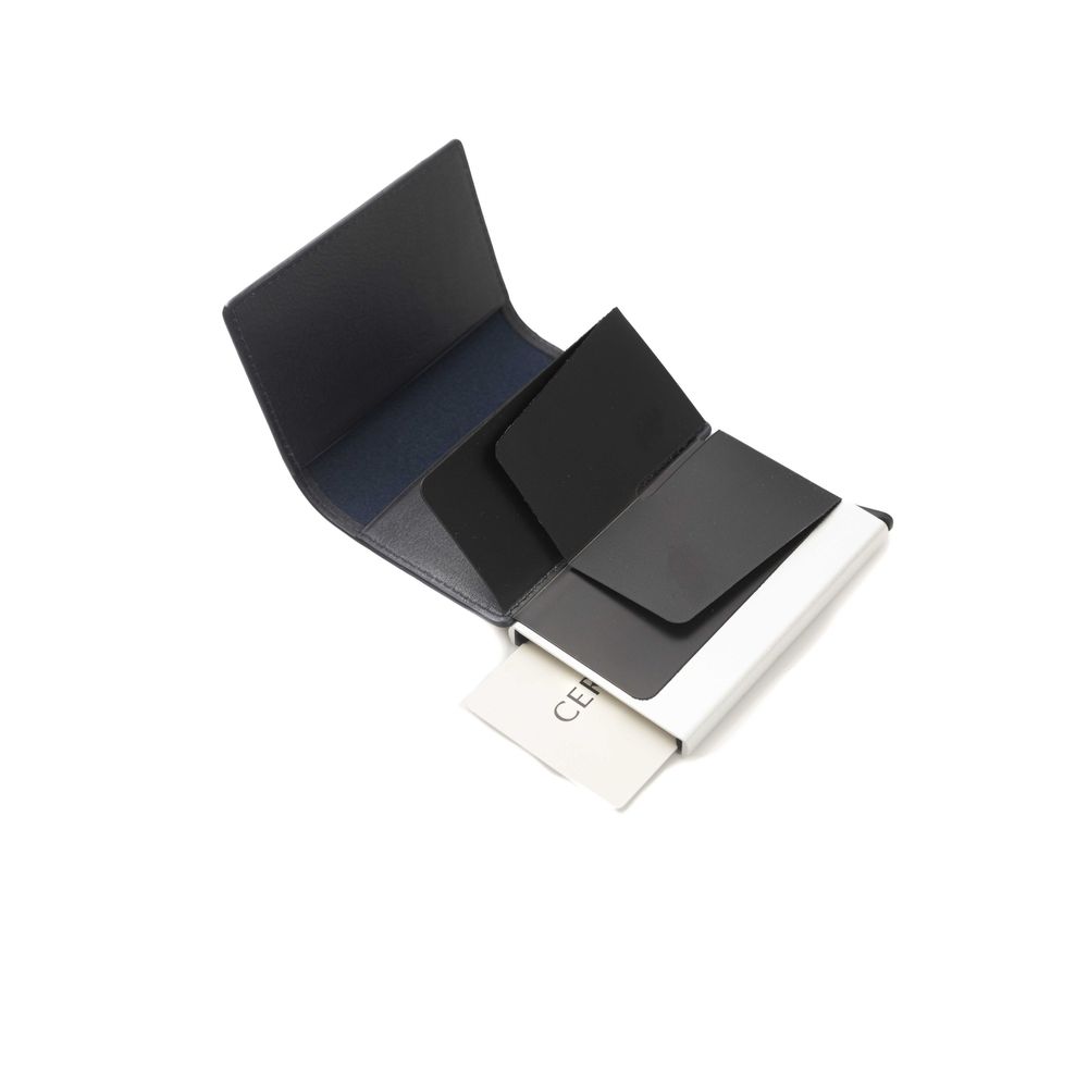 Cerruti 1881 blue calfskin men's wallet with multiple card slots and a sleek, elegant design.