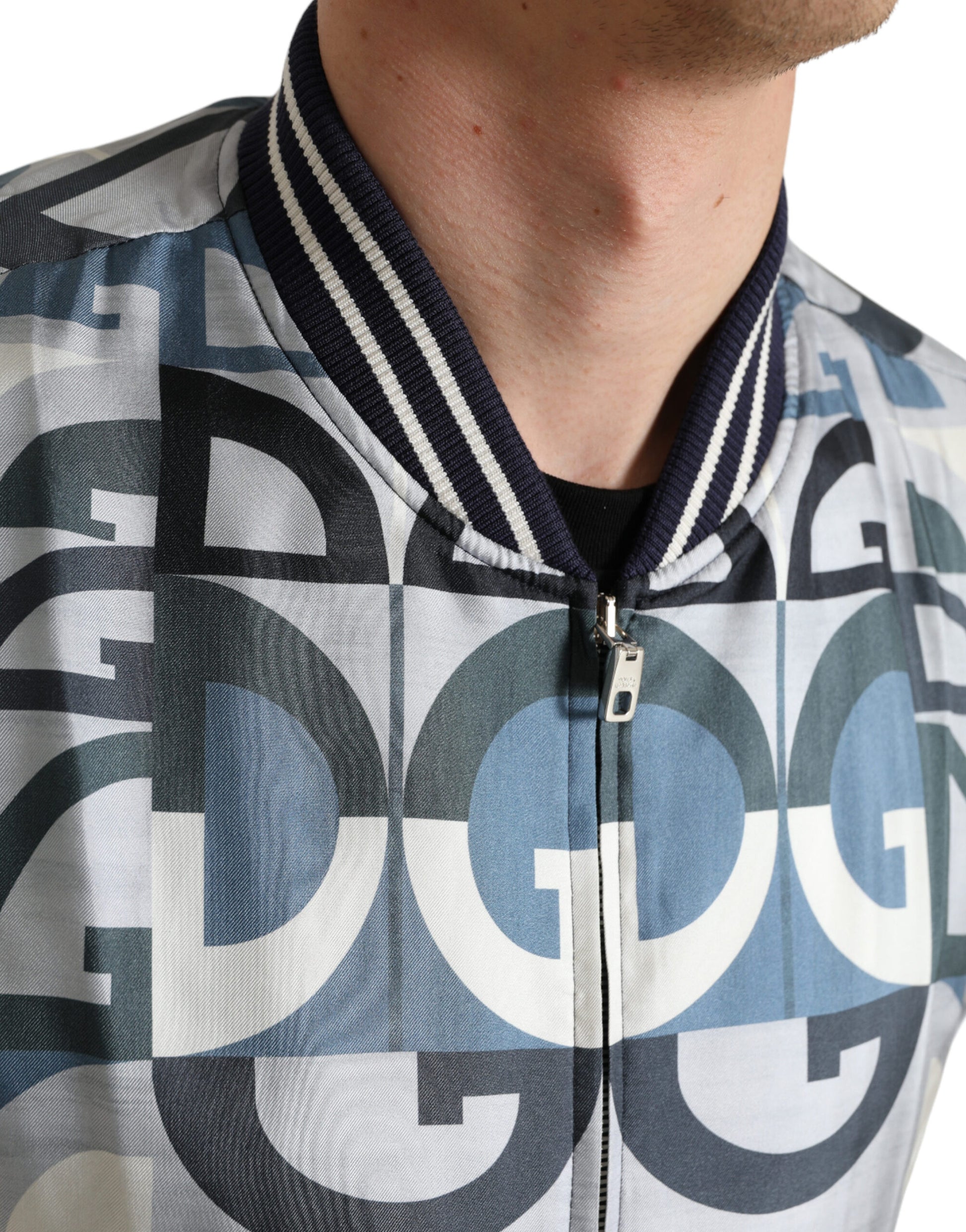 Dolce & Gabbana Multicolor Logo Print Bomber Blouson Jacket Dolce & Gabbana