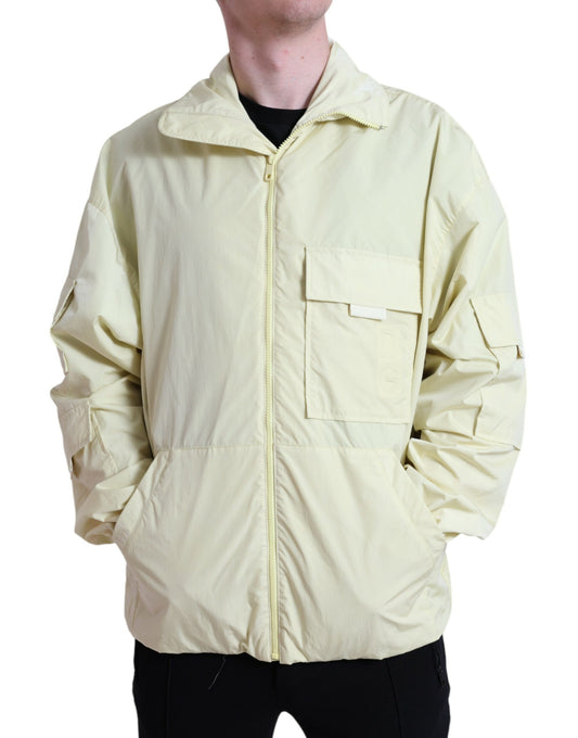 Dolce & Gabbana Yellow Nylon Collared Full Zip Parka Jacket Dolce & Gabbana