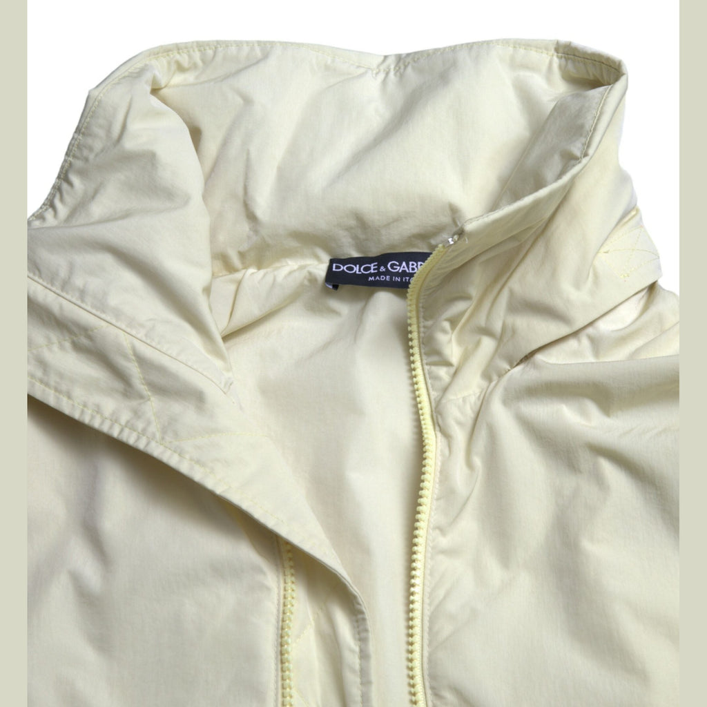 Dolce & Gabbana Yellow Nylon Collared Full Zip Parka Jacket