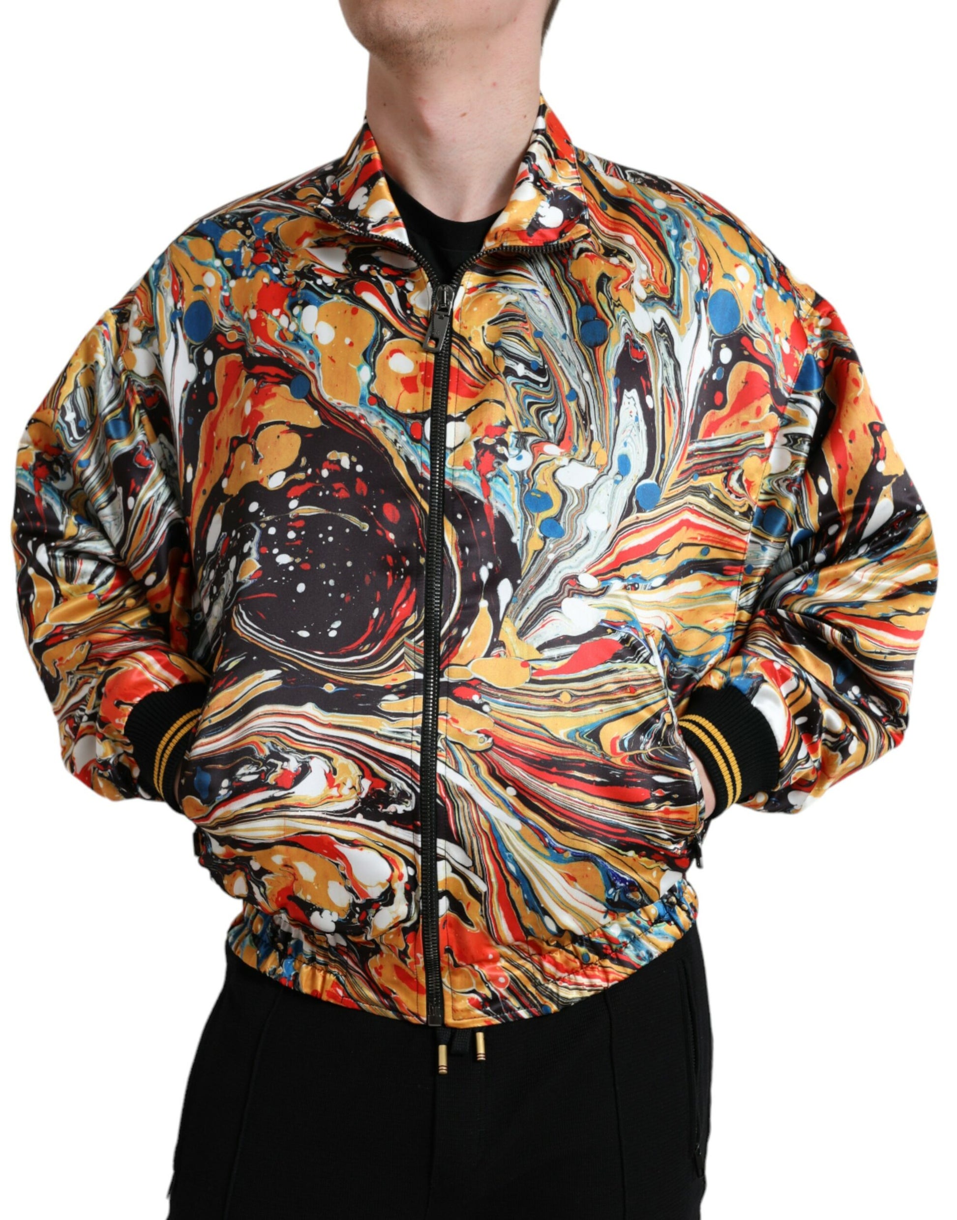 Dolce & Gabbana Multicolor Abstract Polyester Bomber Jacket Dolce & Gabbana