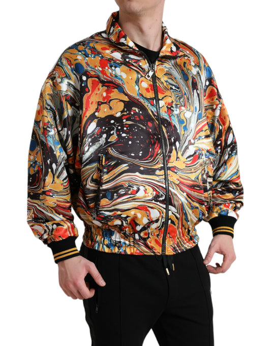 Dolce & Gabbana Multicolor Abstract Polyester Bomber Jacket Dolce & Gabbana