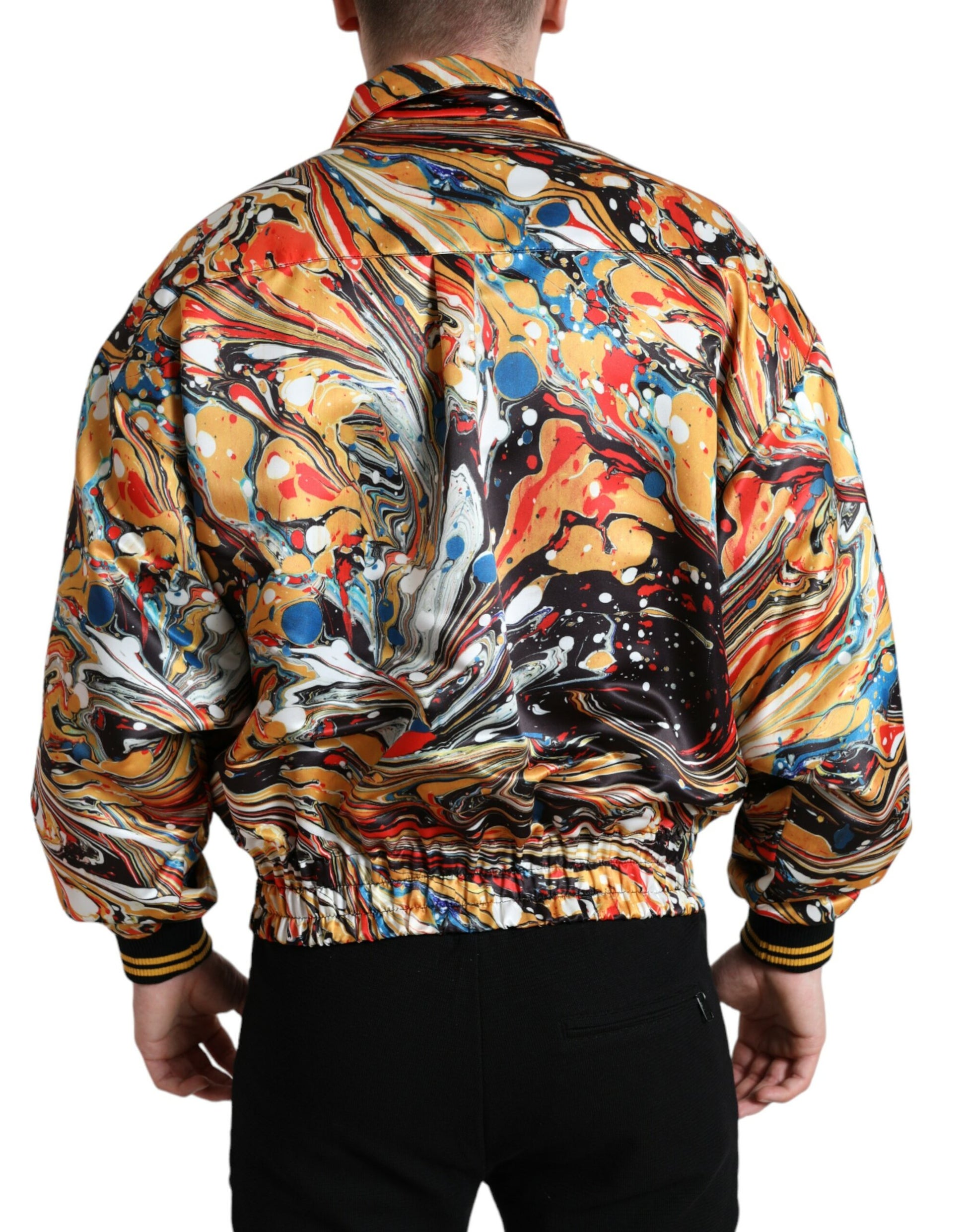Dolce & Gabbana Multicolor Abstract Polyester Bomber Jacket Dolce & Gabbana