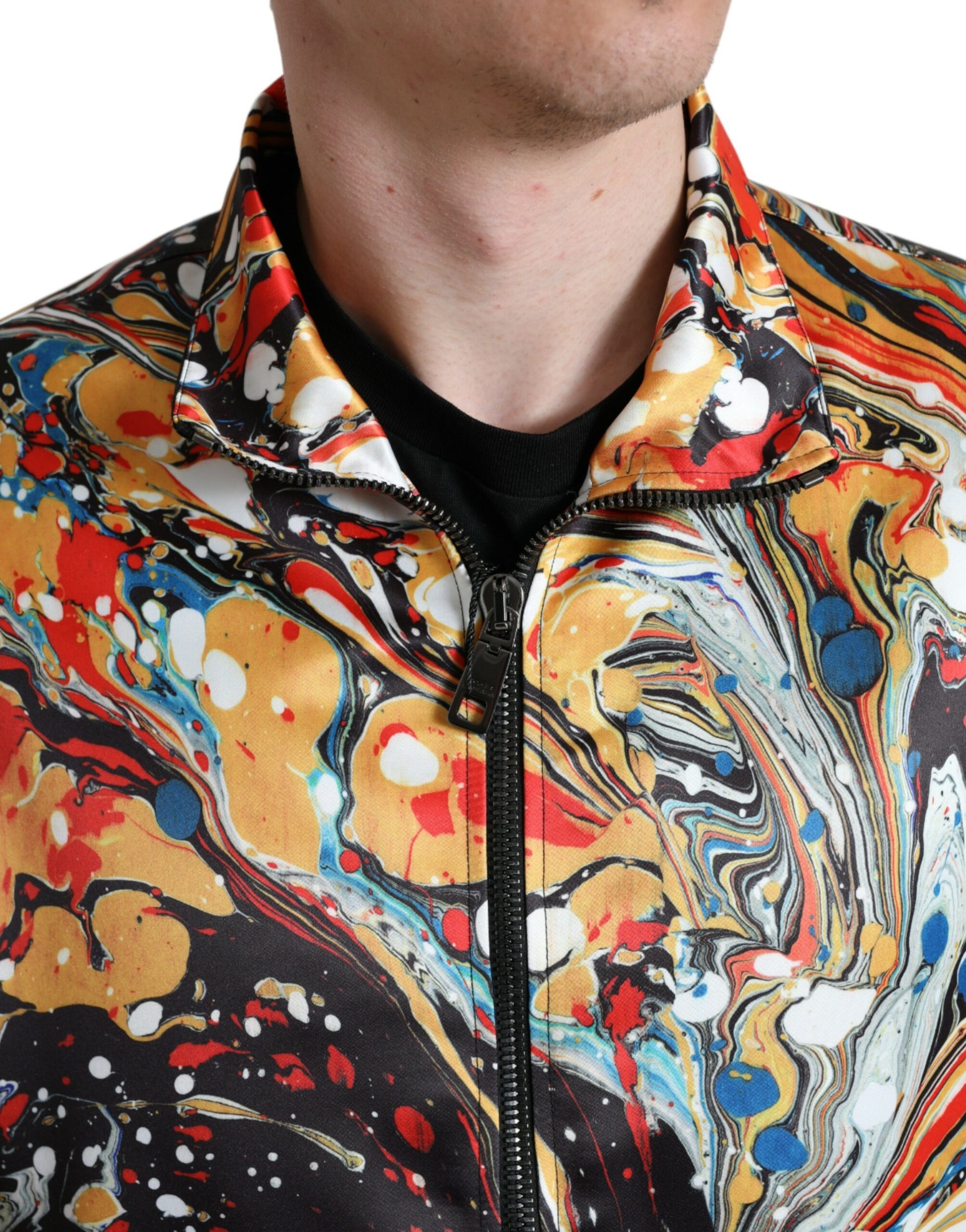 Dolce & Gabbana Multicolor Abstract Polyester Bomber Jacket Dolce & Gabbana