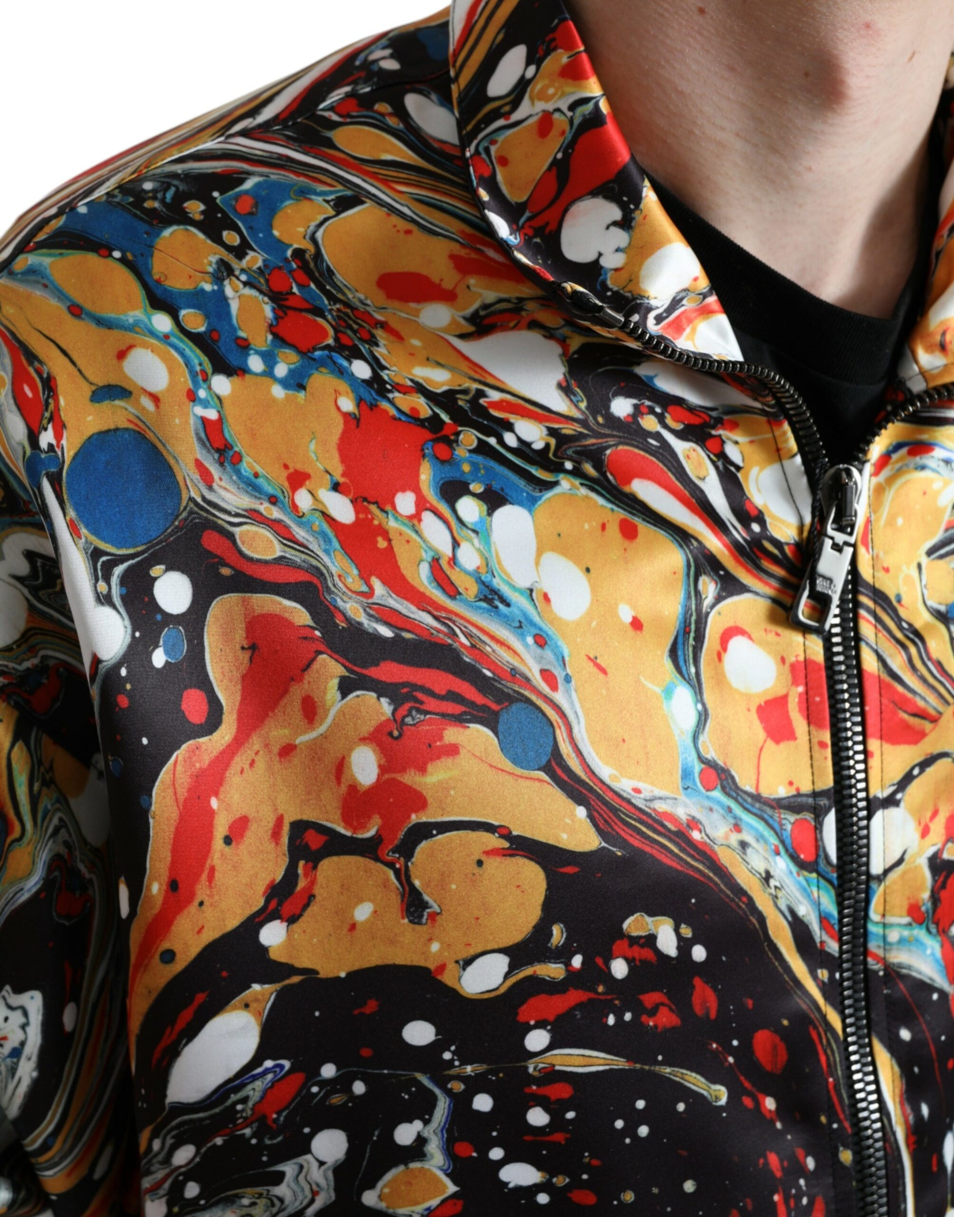 Dolce & Gabbana Multicolor Abstract Polyester Bomber Jacket Dolce & Gabbana