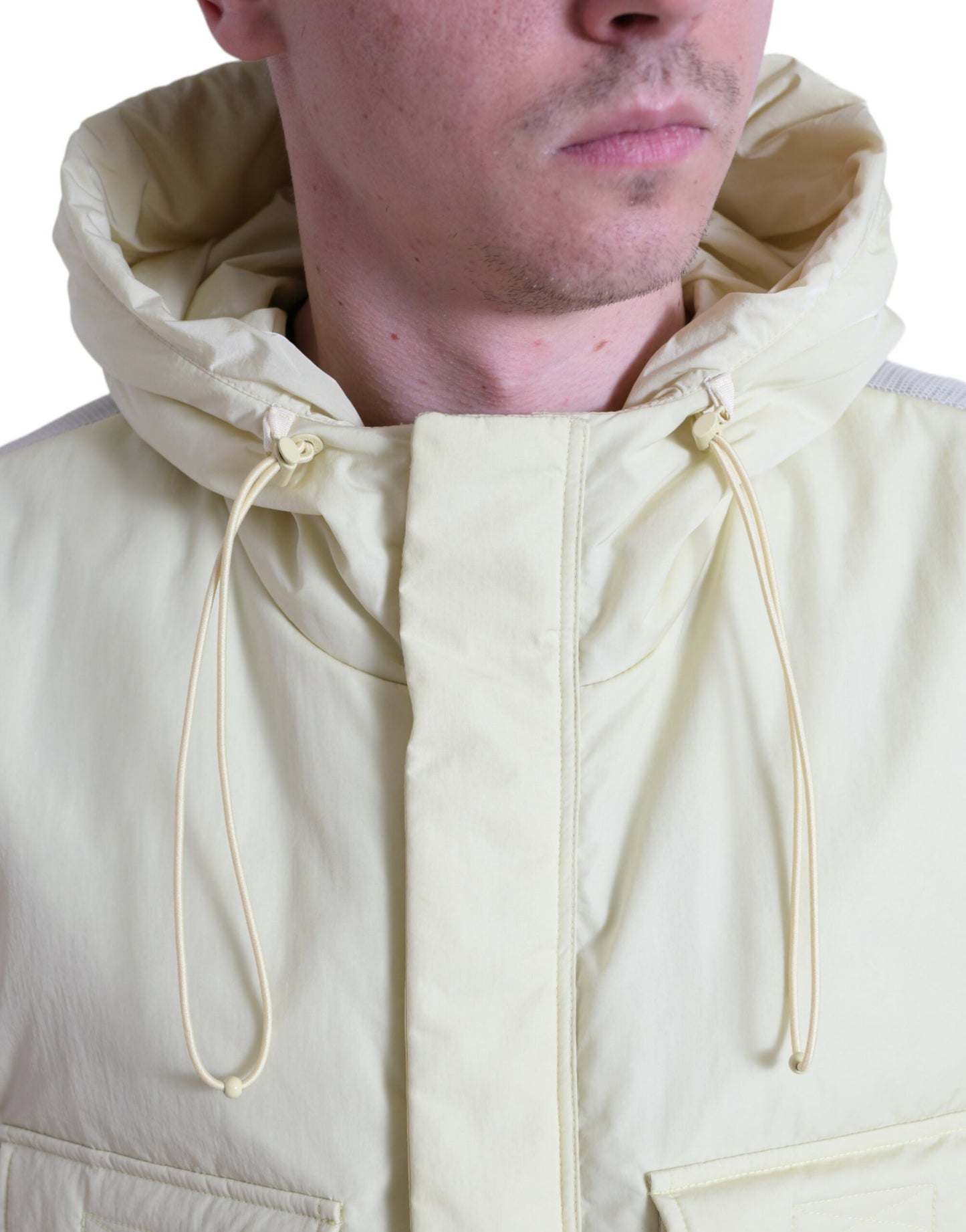 Dolce & Gabbana Yellow Nylon Hooded Sportswear Vest Jacket Dolce & Gabbana