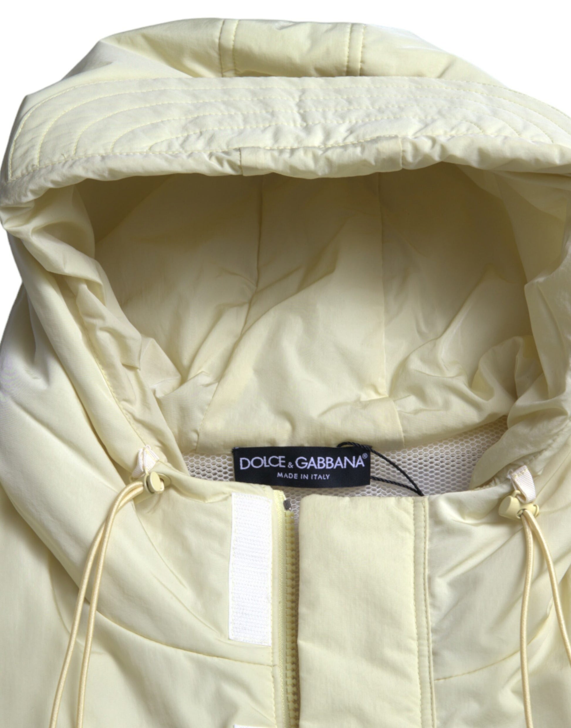 Dolce & Gabbana Yellow Nylon Hooded Sportswear Vest Jacket Dolce & Gabbana