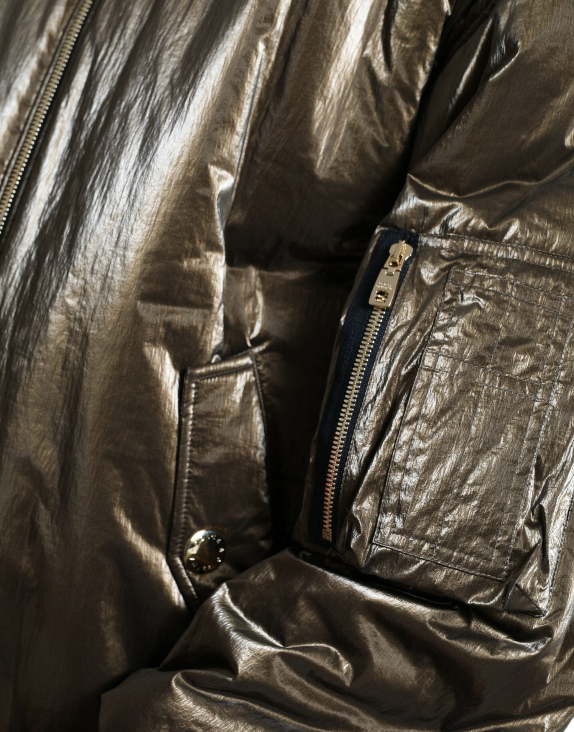 Dolce & Gabbana Bronze Nylon Full Zip Men Bomber Jacket Dolce & Gabbana