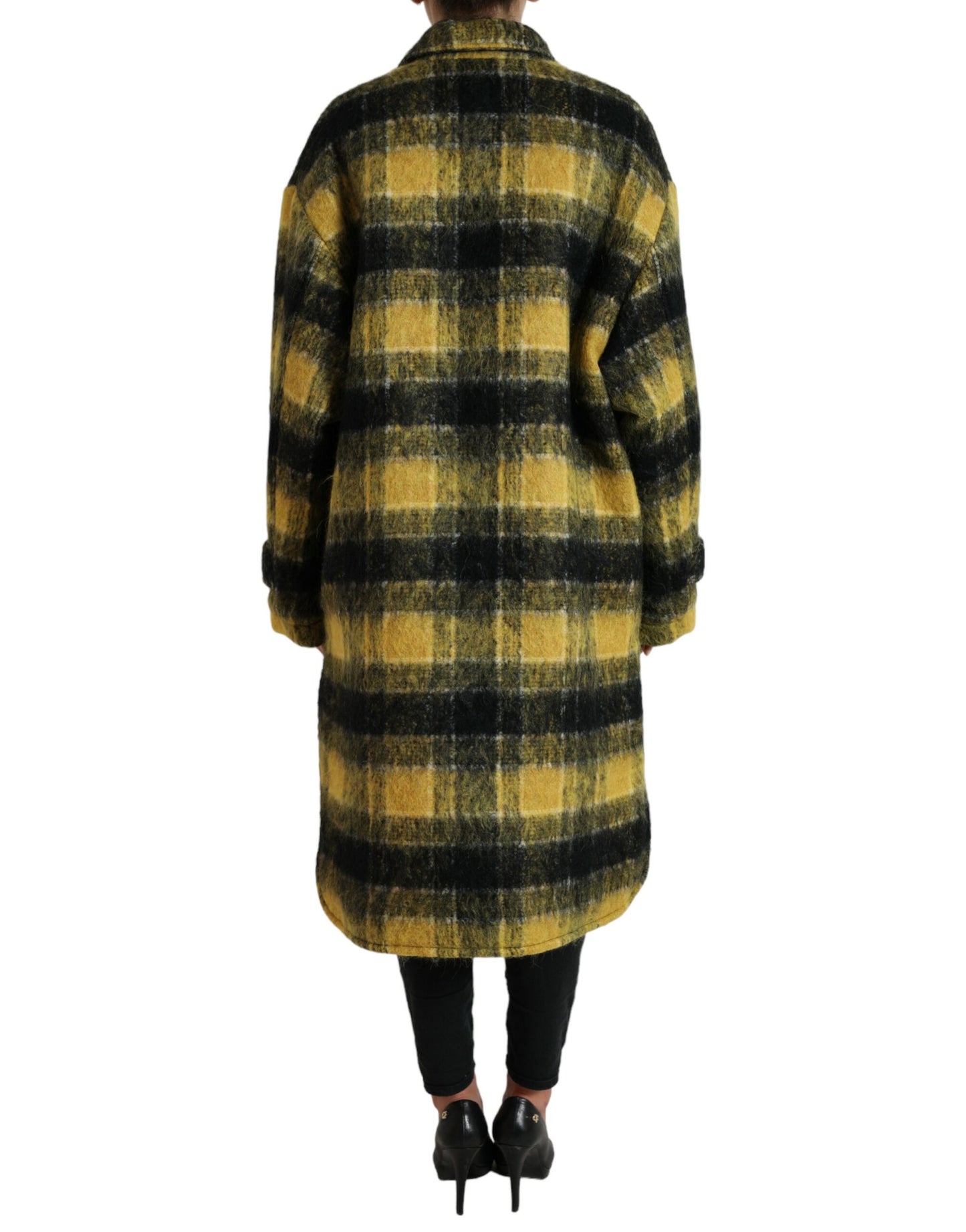 Dolce & Gabbana Yellow Plaid Long Sleeve Casual Coat Jacket Dolce & Gabbana
