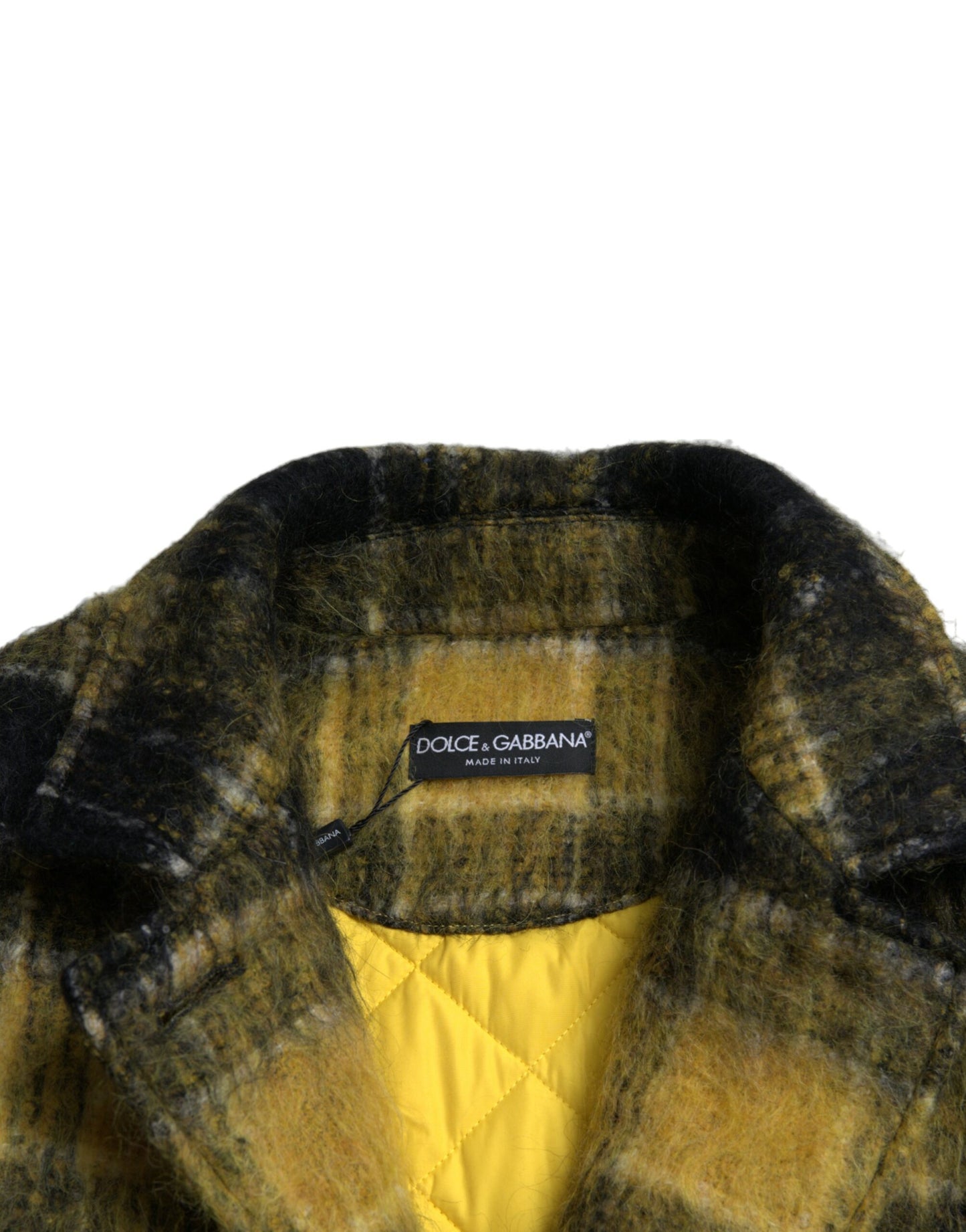 Dolce & Gabbana Yellow Plaid Long Sleeve Casual Coat Jacket Dolce & Gabbana