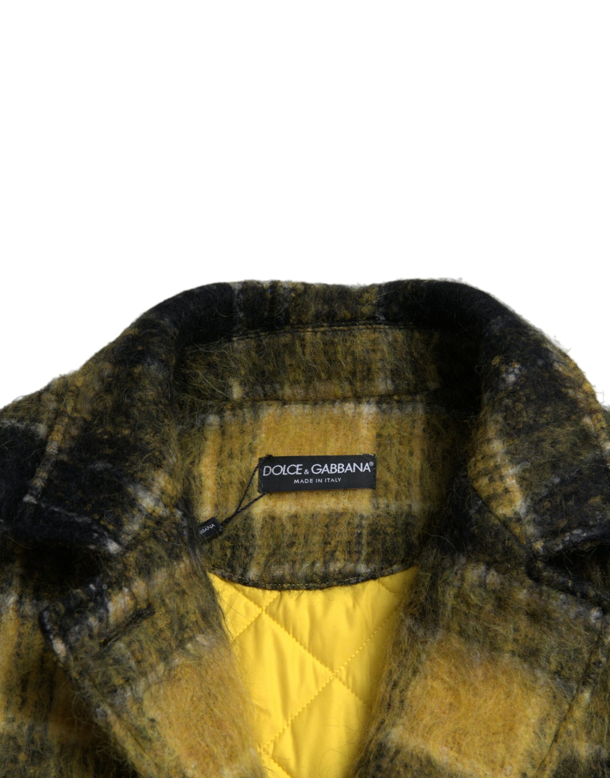 Dolce & Gabbana Yellow Plaid Long Sleeve Casual Coat Jacket Dolce & Gabbana