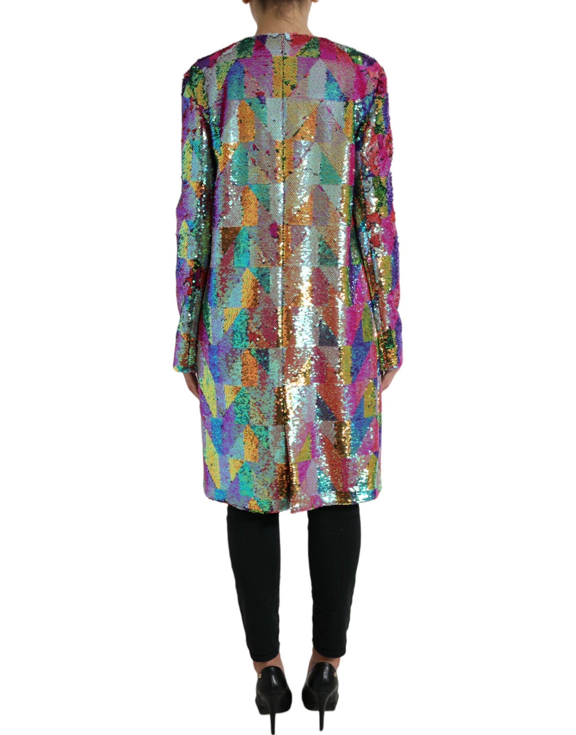 Dolce & Gabbana Multicolor Polyester Sequined Coat Jacket Dolce & Gabbana