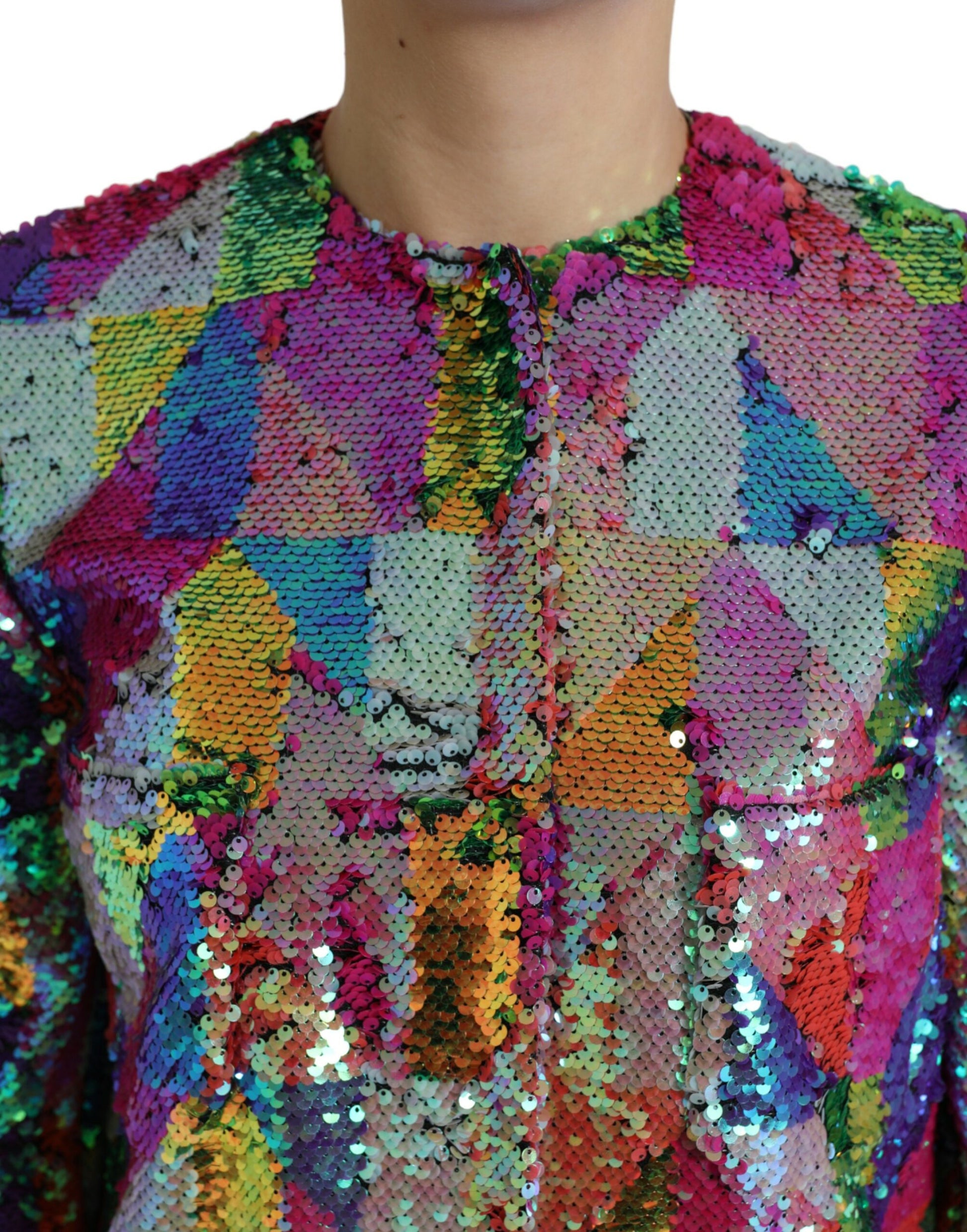 Dolce & Gabbana Multicolor Polyester Sequined Coat Jacket Dolce & Gabbana