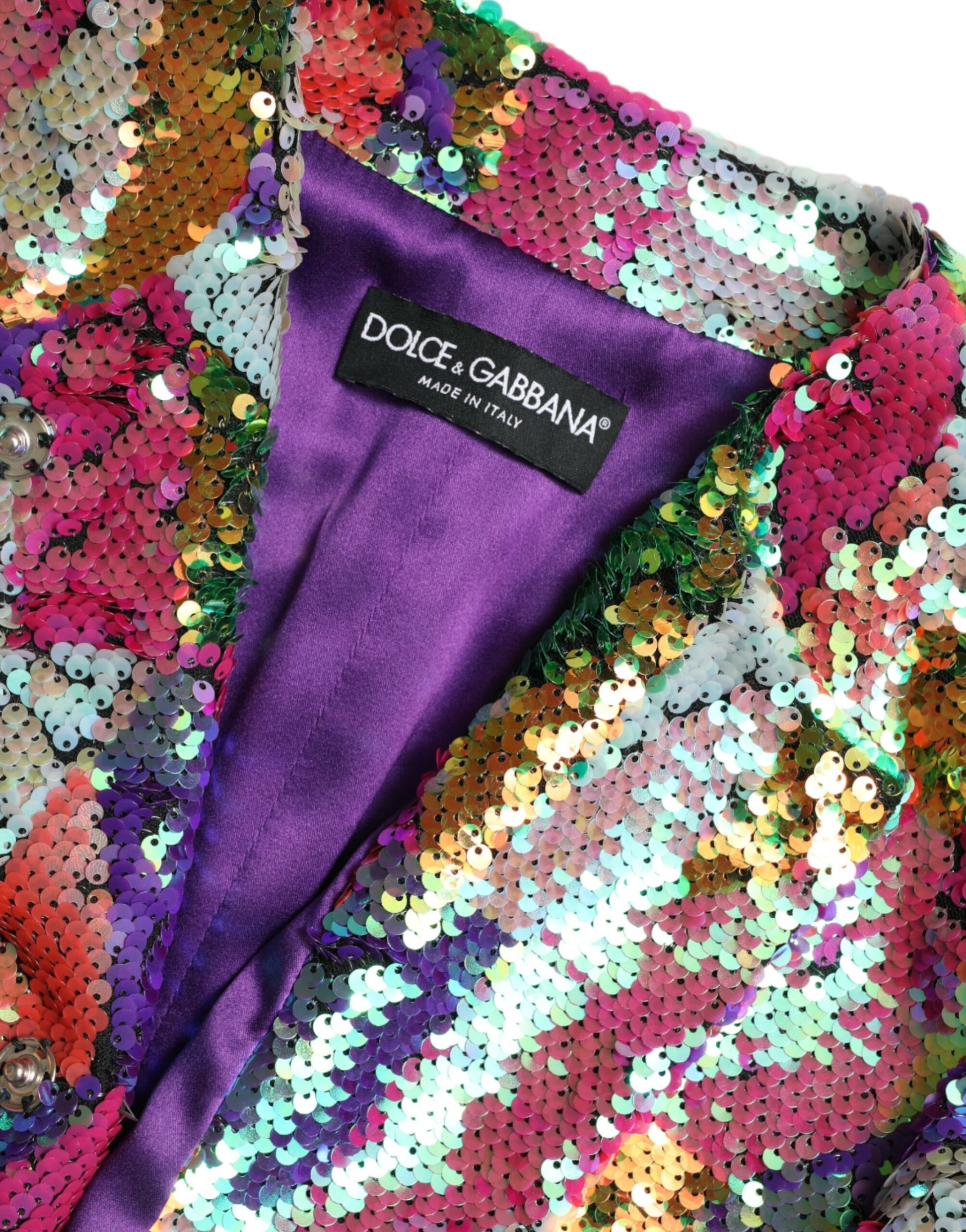 Dolce & Gabbana Multicolor Polyester Sequined Coat Jacket Dolce & Gabbana