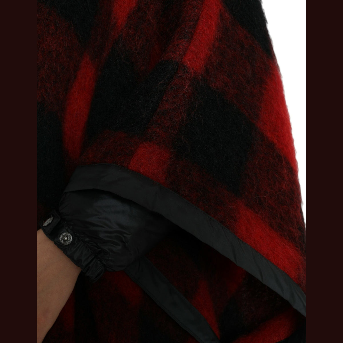Dolce & Gabbana Black Red Buffalo Check Hooded Poncho Jacket