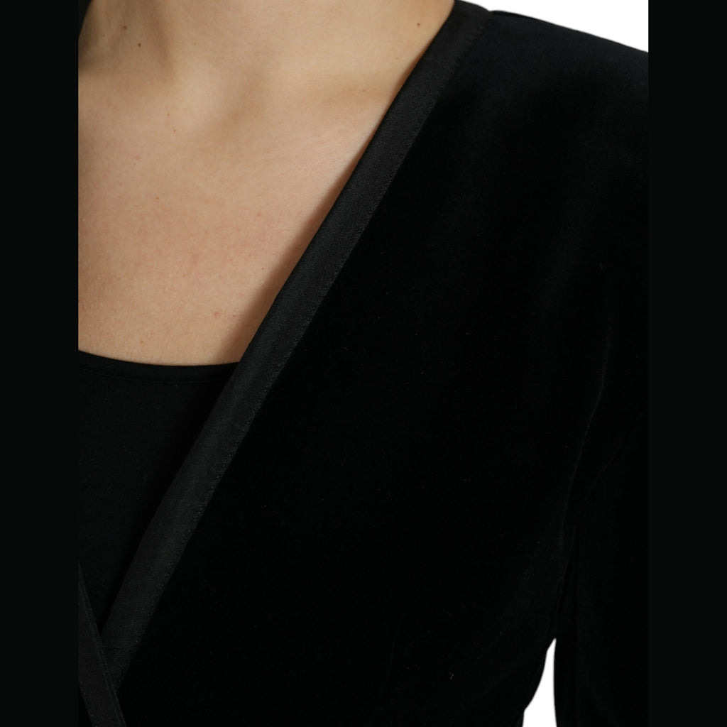 Dolce & Gabbana Black Velvet Cotton Double Breasted Jacket