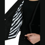 Dolce & Gabbana Black Velvet Cotton Double Breasted Jacket