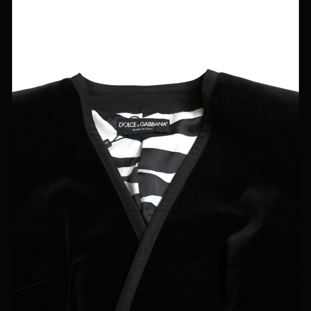 Dolce & Gabbana Black Velvet Cotton Double Breasted Jacket