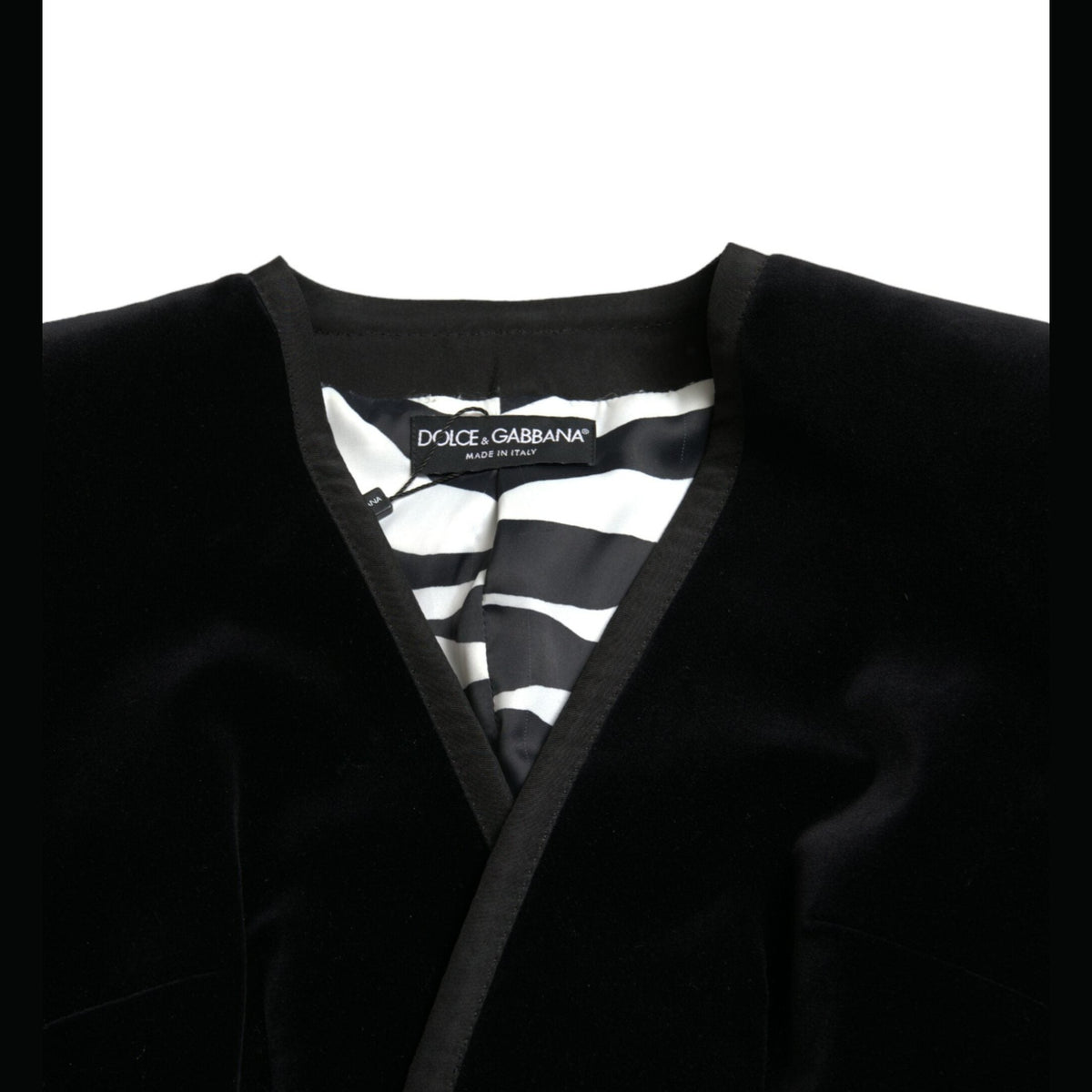 Dolce & Gabbana Black Velvet Cotton Double Breasted Jacket