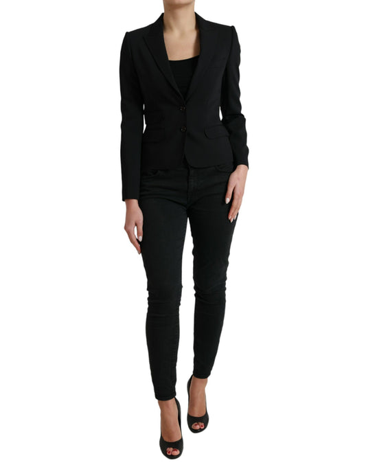 Dolce & Gabbana Black Wool Single Breasted Blazer Coat Jacket Dolce & Gabbana