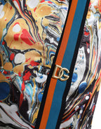 Dolce & Gabbana Multicolor Marble Print Satin Pants
