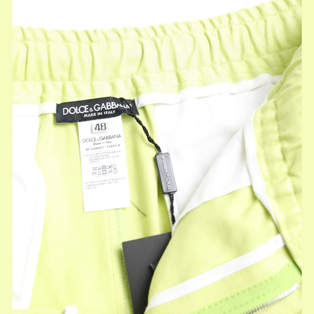Dolce & Gabbana Light Green Cotton Men Cargo Bermuda Shorts