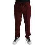 Dolce & Gabbana Maroon Crown Pattern Silk Pajama Pants