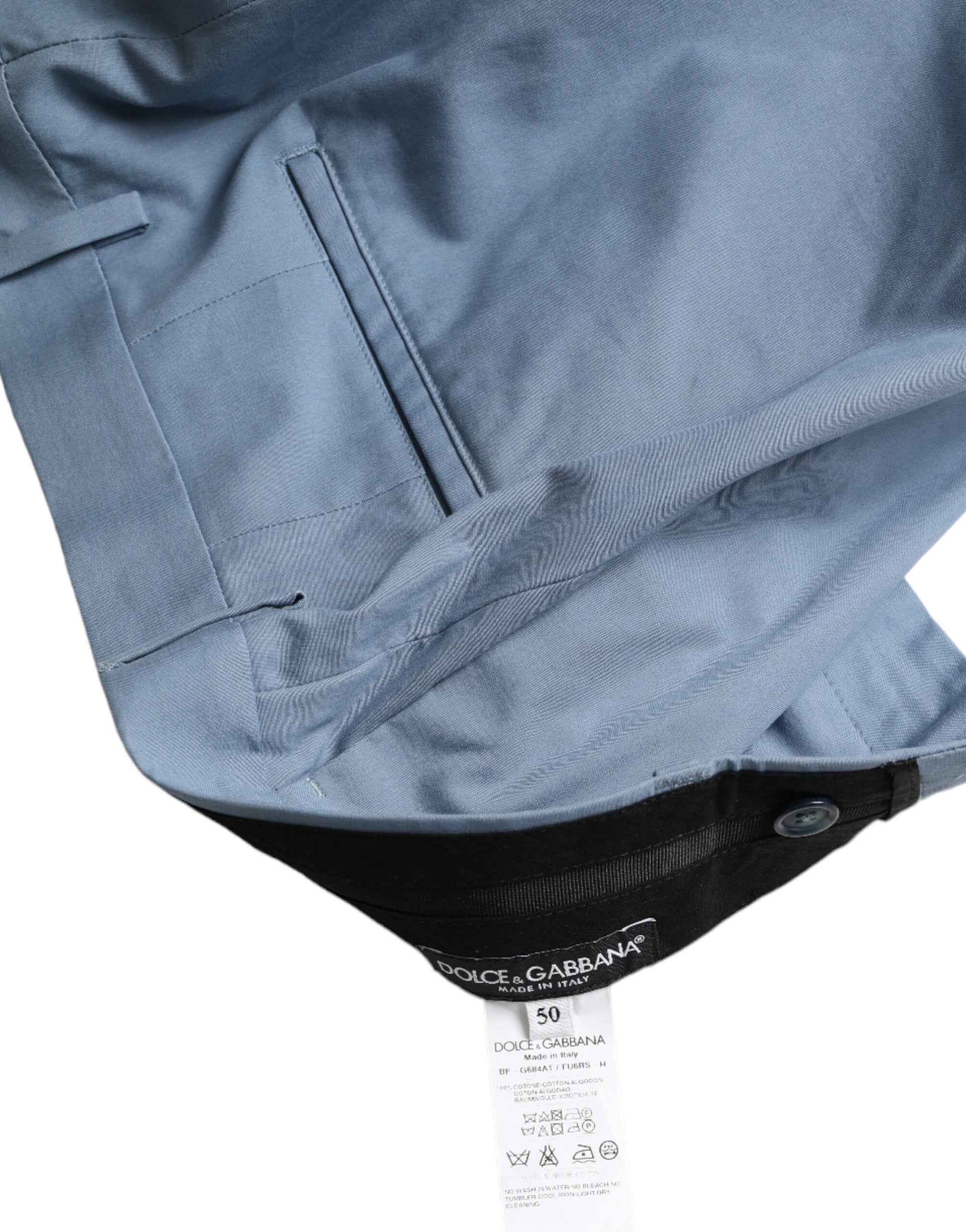 Dolce & Gabbana Sky Blue Cotton Folded Hem Men Bermuda Shorts Dolce & Gabbana