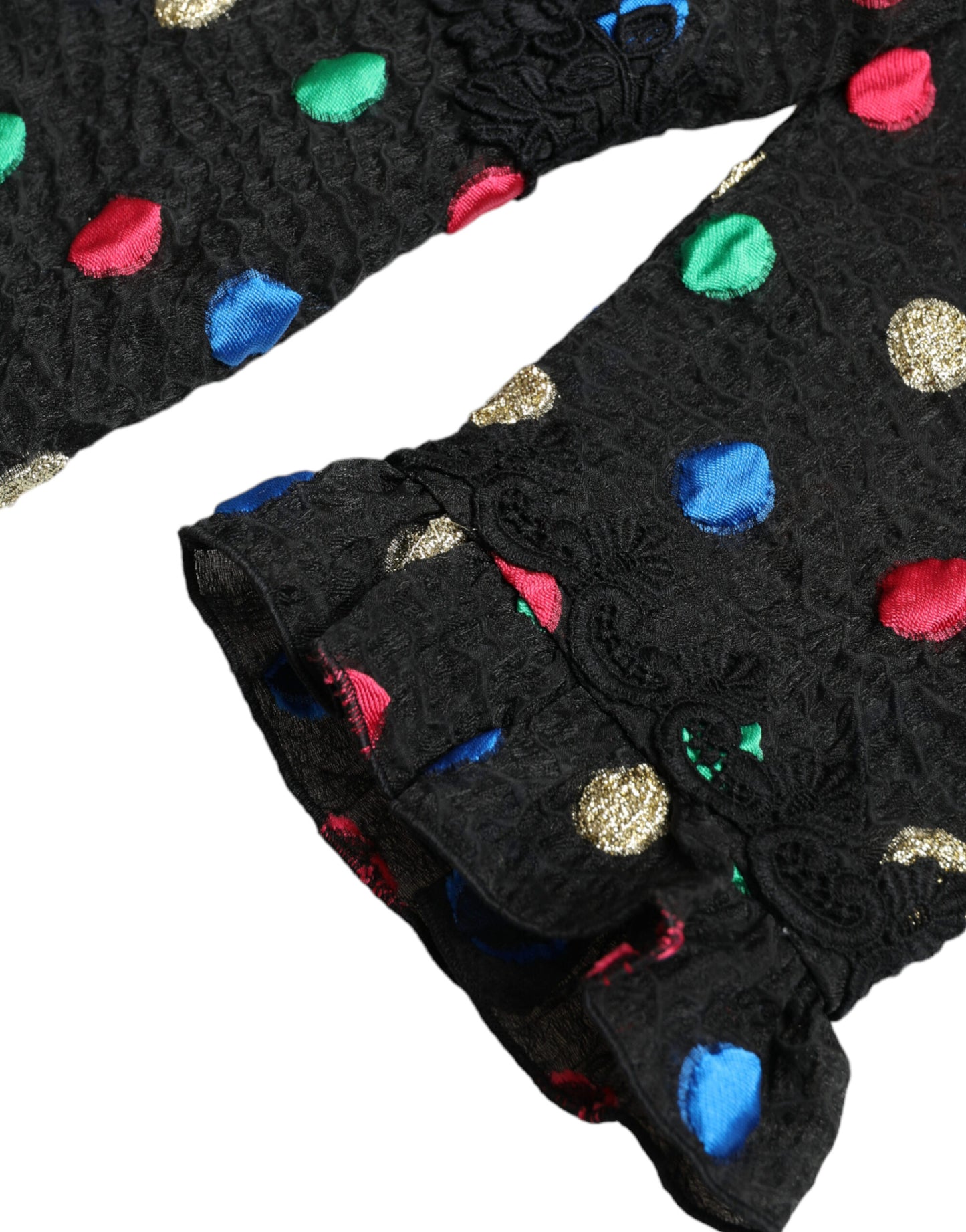 Dolce & Gabbana Black Polka Dot Ruffle Cotton Midi Dress Dolce & Gabbana