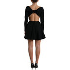 Dolce & Gabbana Black Viscose Cut Out A-line Long Sleeves Mini Dress