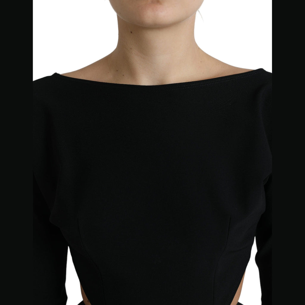Dolce & Gabbana Black Viscose Cut Out A-line Long Sleeves Mini Dress
